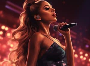 Ariana Grande on Stage Singing Illustration