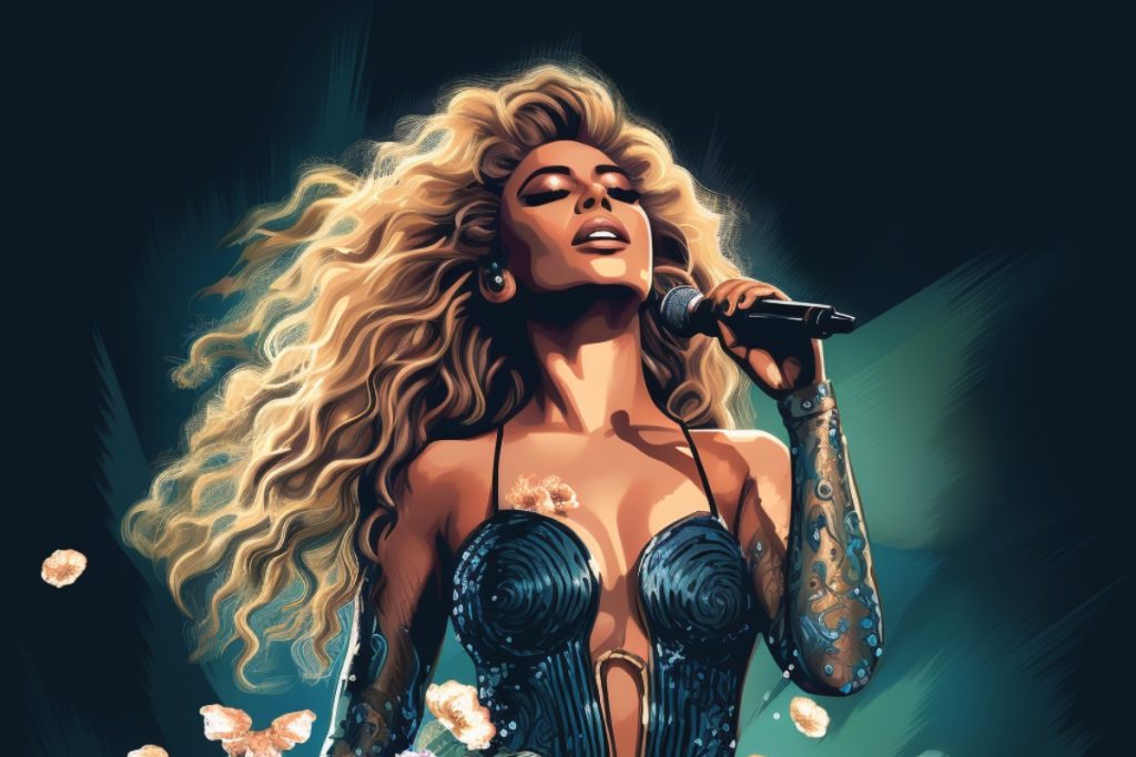 Beyonce Queen Bee performing illustration