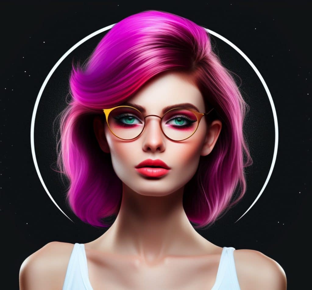 Eleanor R. pink hair and glasses illustration avatar