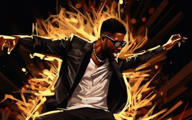 Usher dancing on stage